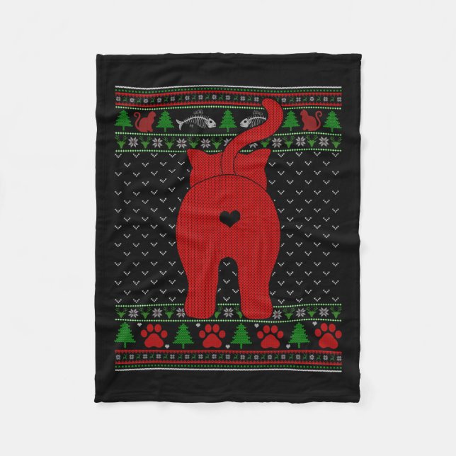 Couverture Polaire Chat amusant Vilain Sweat de Noël Famille Correspo (Devant)