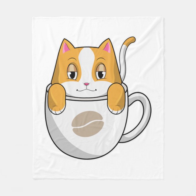 Couverture Polaire Chat avec café Coupe (Devant)