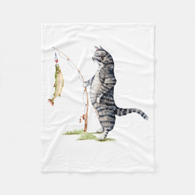 Couverture Polaire Chat avec poisson (Devant)