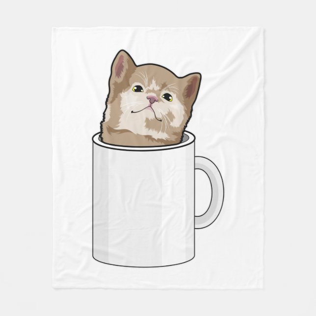 Couverture Polaire Chat avec tasse de café (Devant)