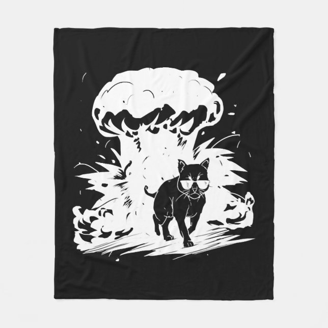 Couverture Polaire Chat Badass avec lunettes de soleil marchant loin  (Devant)