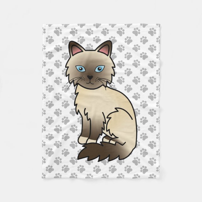 Couverture Polaire Chat Birman / Ragdoll Point Chocolat & Pattes Mign (Devant)