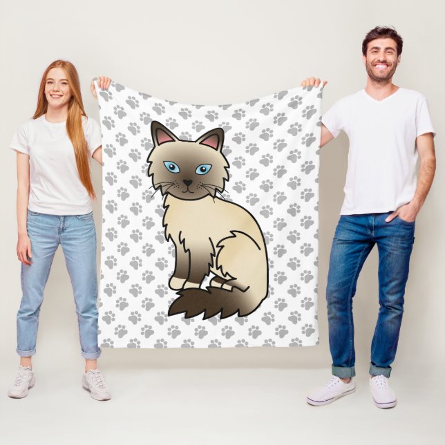 Couverture Polaire Chat Birman / Ragdoll Point Chocolat & Pattes Mign (En situation)
