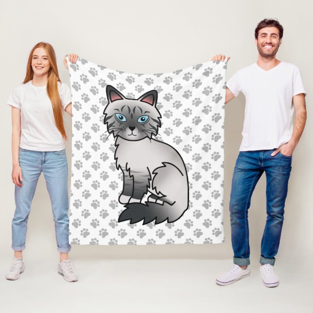 Couverture Polaire Chat bleu tabby Birman / Ragdoll mignon & pattes (En situation)