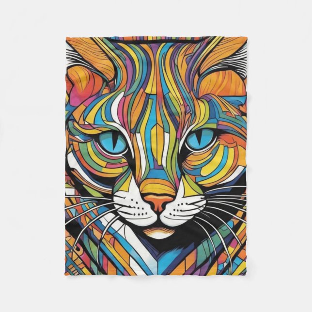 Couverture Polaire Chat Coloré (Devant)