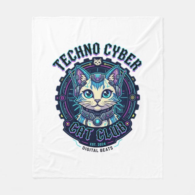 Couverture Polaire Chat Cyber Techno Drôle Conception Amateur de Chat (Devant)