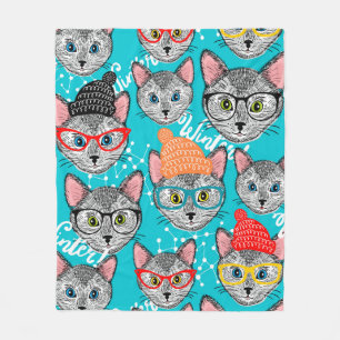 Couverture Polaire Chat dans le casquette
