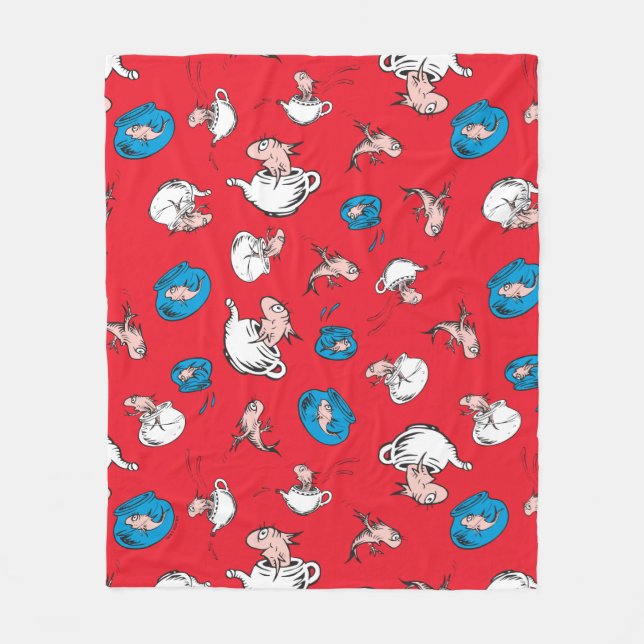 Couverture Polaire Chat dans le Chapeau | Le Poisson Motif Rouge (Devant)