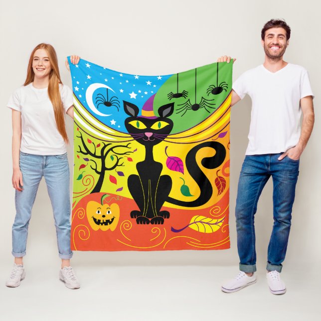 Couverture Polaire Chat de brise effrayant (En situation)