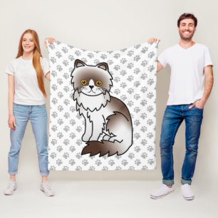 Couverture Polaire Chat de dessin animé mignon bi-color au chocolat P