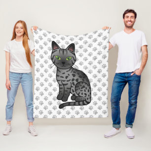 Couverture Polaire Chat de dessin animé mignon Egyptian Mau fumée & p