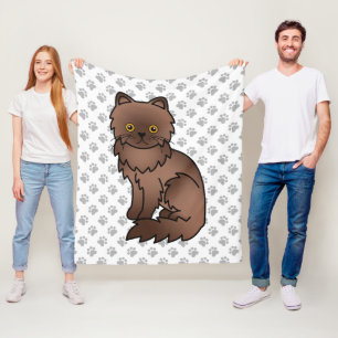 Couverture Polaire Chat de dessin animé mignon persan au chocolat & p