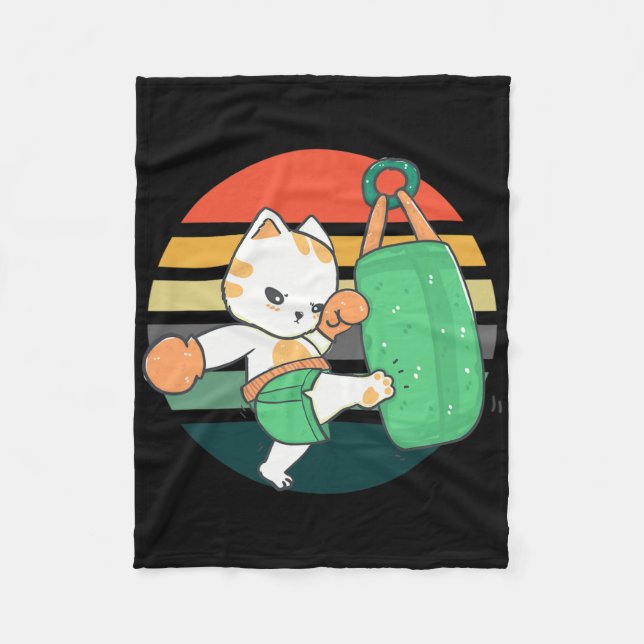 Couverture Polaire Chat de kickboxing Hommes Femmes Enfants  (Devant)