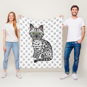 Couverture Polaire Chat de Mau égyptien argenté mignon dessin animé &