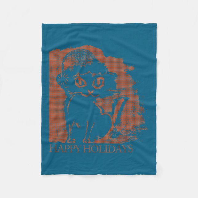 Couverture Polaire Chat de Noël  (Devant)