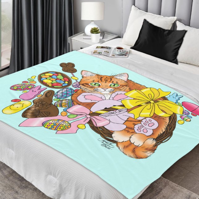 Couverture Polaire Chat de Pâques Orange (Créateur téléchargé)