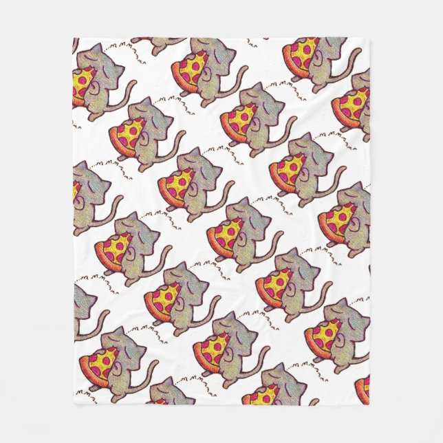 Couverture Polaire Chat de pizza ! (Devant)