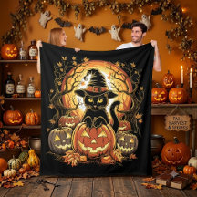Chat de sorcière de citrouille de chat noir Hallow