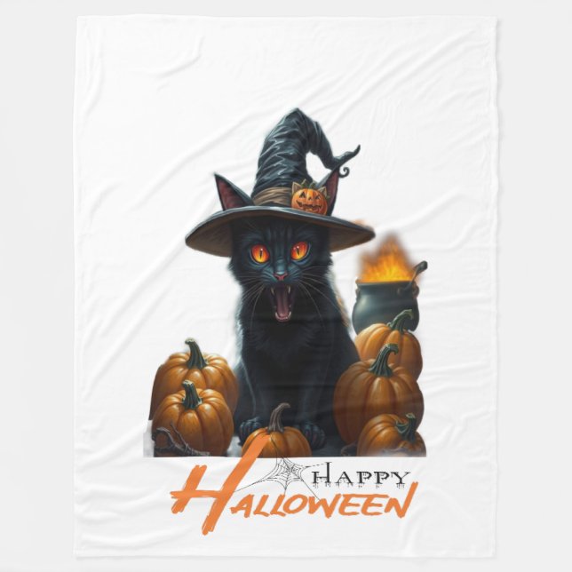 Couverture Polaire Chat d'Halloween  (Devant)