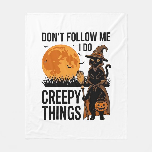 Couverture Polaire Chat d'Halloween Choses Effrayantes Sorcière Drôle (Devant)