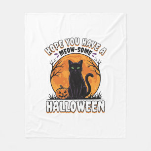 Couverture Polaire Chat d'Halloween Meow-Some Dessin de Gravure Vinta