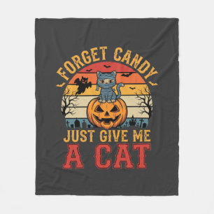 Couverture Polaire Chat d'Halloween Oublie des Bonbons Donnez-moi un