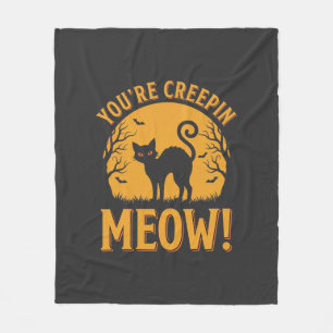 Couverture Polaire Chat d'Halloween Tu me fais peur Miaou
