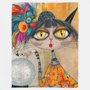 Couverture Polaire Chat diseuse de bonne aventure mystique fantaisist