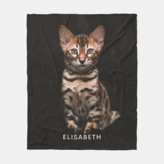 Couverture Polaire Chat domestique Kitten Leopard Spots Personnalisés