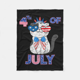 Couverture Polaire Chat du 4 juillet jour de l'indépendance patriotiq