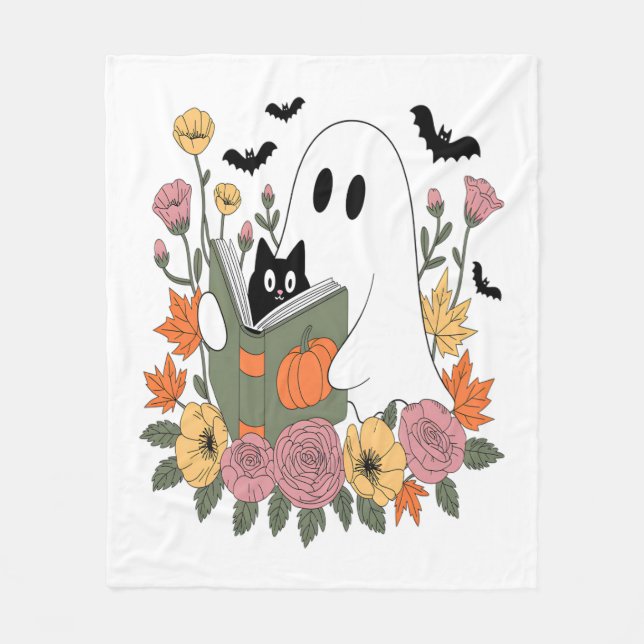 Couverture Polaire Chat du livre de lecture Halloween Ghost (Devant)