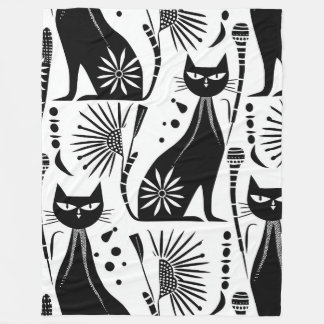 Couverture Polaire Chat égyptien - Motif noir et blanc