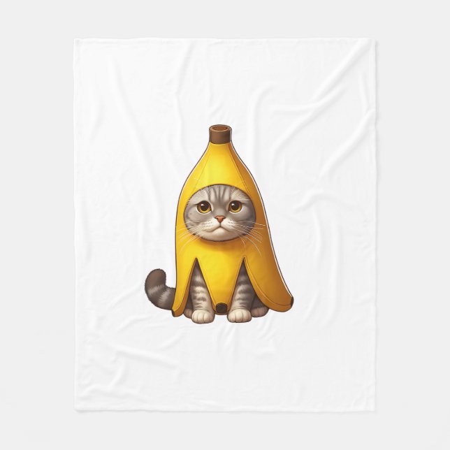 Couverture Polaire Chat en costume de banane (Devant)