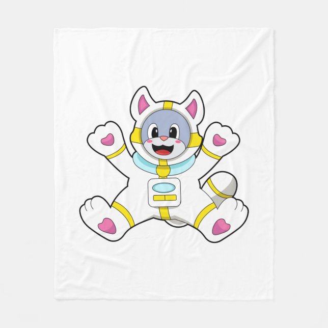 Couverture Polaire Chat en tant qu'astronaute en costume (Devant)