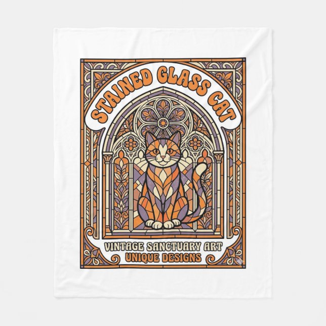 Couverture Polaire Chat en Verre Cathédrale Vintage (Devant)