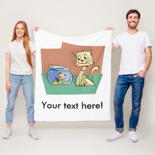 Couverture Polaire Chat et cuvette de poisson