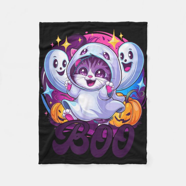 Couverture Polaire chat fantôme Boo  (Devant)