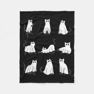 Couverture Polaire Chat fantôme mignon dessin drôle d'Halloween chat 