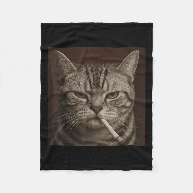 Couverture Polaire Chat Fumeur, Cigarette Kitty Gen Z Mème, Amoureux  (Devant)