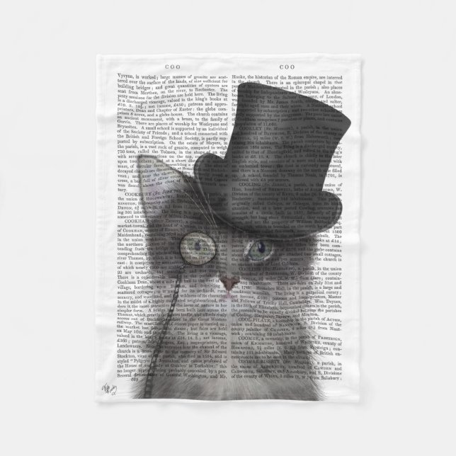 Couverture Polaire Chat gris avec chapeau supérieur (Devant)