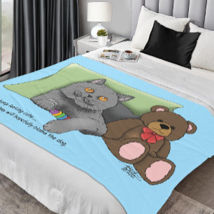 Couverture Polaire Chat gris ours en peluche