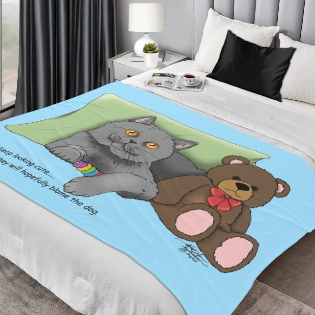 Couverture Polaire Chat gris ours en peluche (Créateur téléchargé)