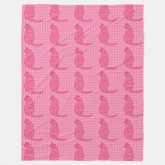 Couverture Polaire Chat japonais - Fuchsia Pink Batik (Devant)