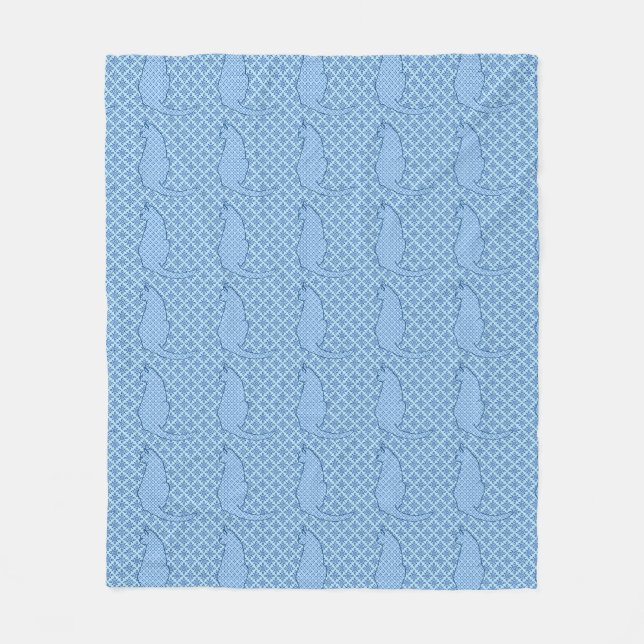 Couverture Polaire Chat japonais - Kimono bleu (Devant)