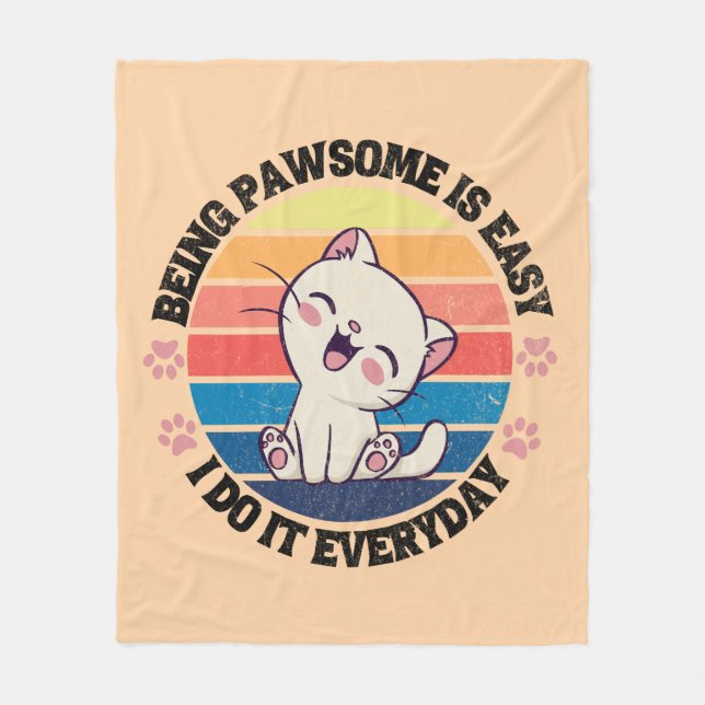 Couverture Polaire Chat Kawaii blanc mou (Devant)