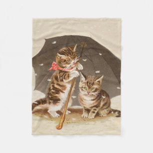 Couverture Polaire Chat Kitten chaton antique vintage jolie mignonne