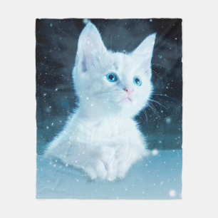 Couverture Polaire Chat kitty neige art animal nature
