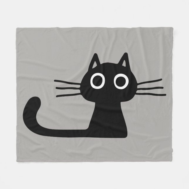 Couverture Polaire Chat Kitty Noir mignon | Whimsical chaud (Devant (Horizontal))