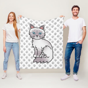 Couverture Polaire Chat Lilac Point Tabby Birman / Ragdoll Mignon & P