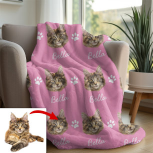 Couverture Polaire Chat Maine Coon, Personnalisé Pet Rose